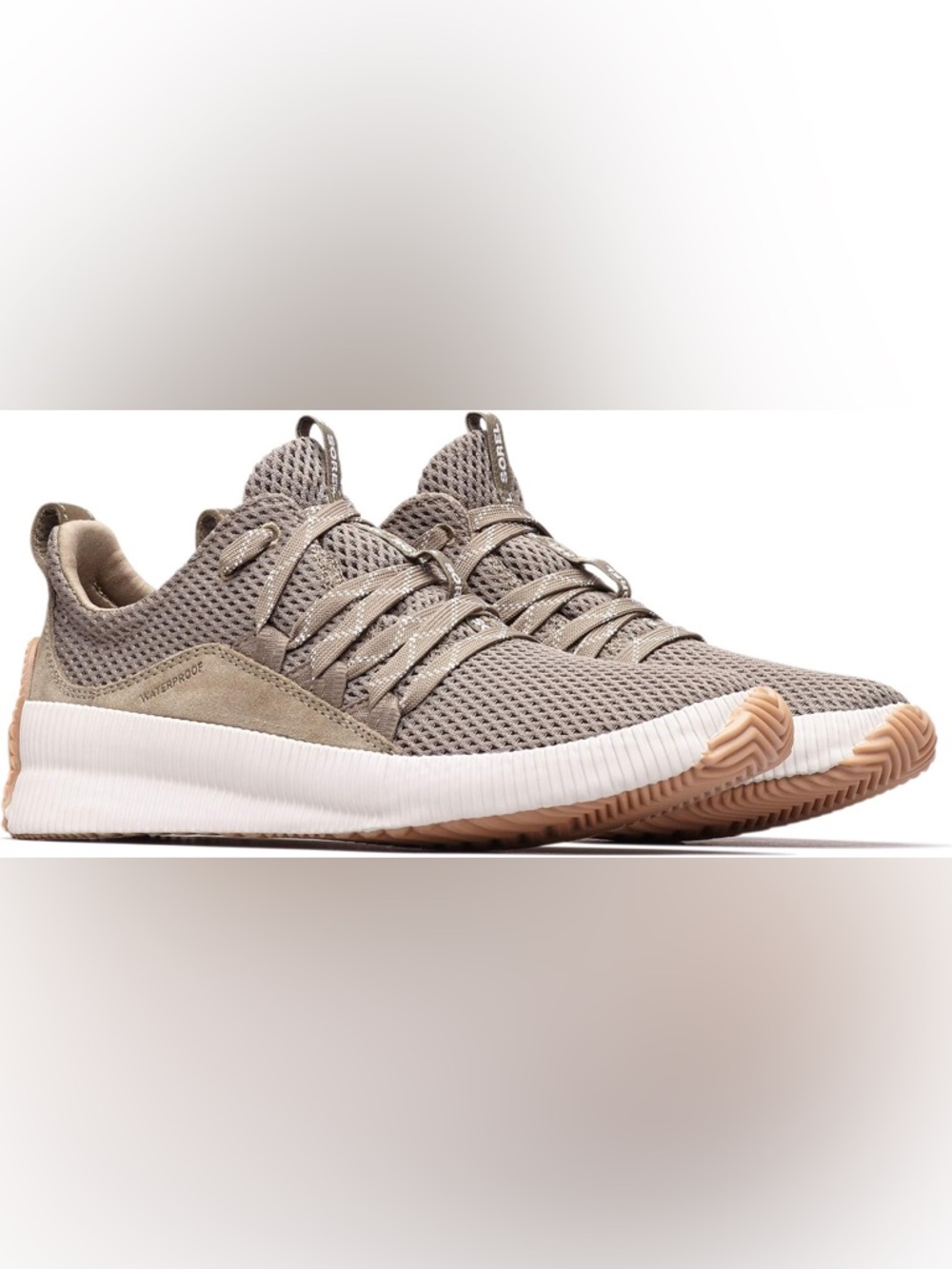 Sorel Women’s Out and About Waterproof Lace Sneakers Size 8 Olive Green Mesh - Picture 3 of 10